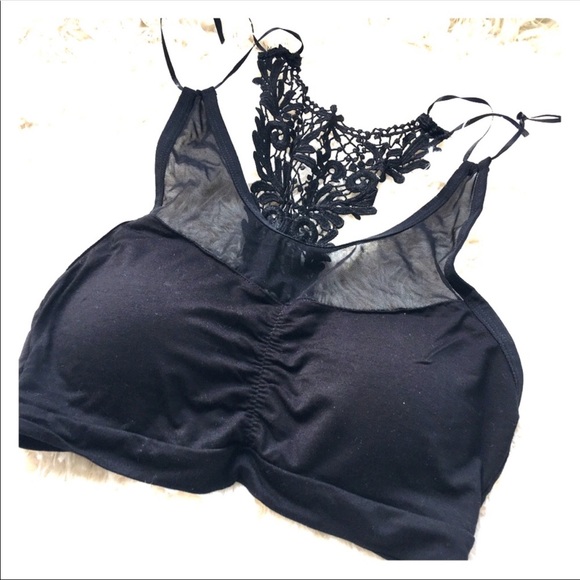 3 Lace criss cross black bralette bikini top - Picture 8 of 9